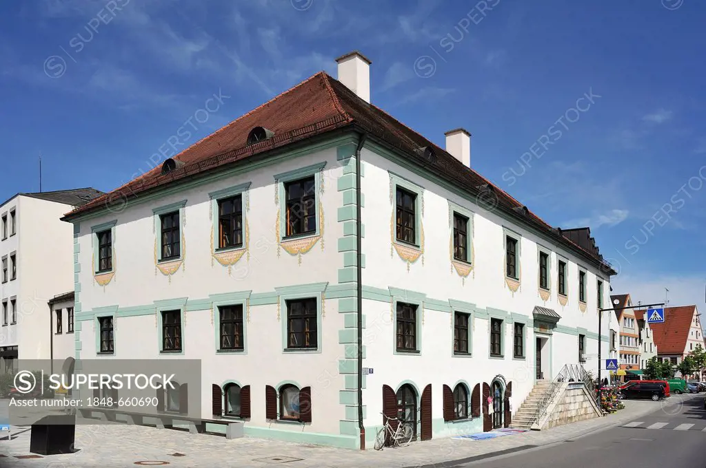 Newly restored old house in Hauptplatz square, Pfaffenhofen, Upper Bavaria, Bavaria, Germany, Europe