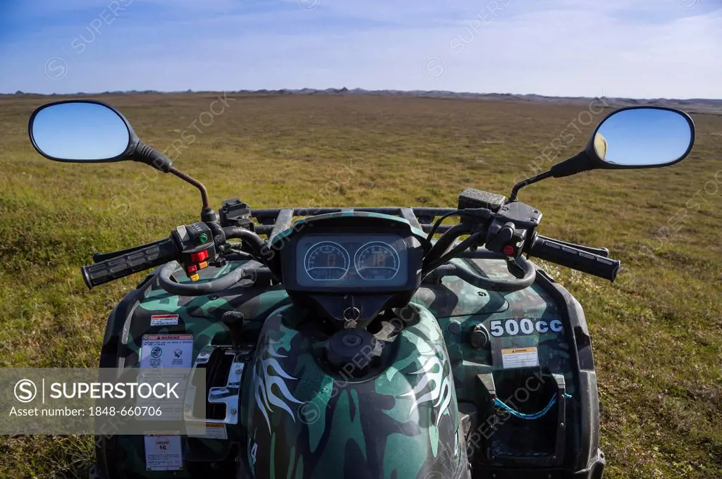 Quad on the road, South Iceland, Iceland, Europe