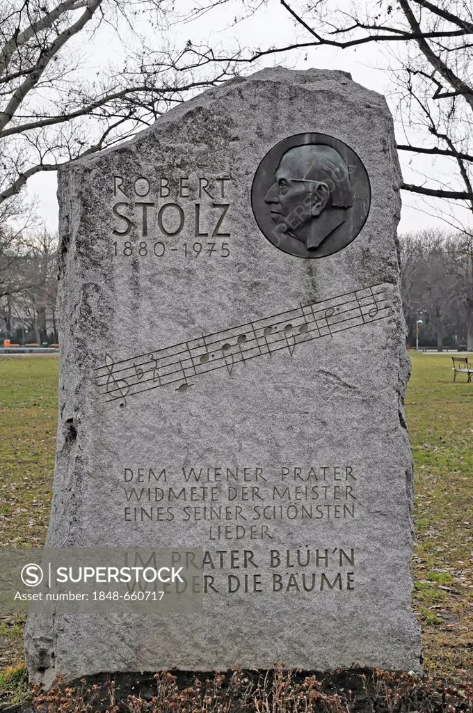 Grave of Robert Stolz, 1880-1975, headstone near the Prater amusement park, Vienna, Austria, Europe