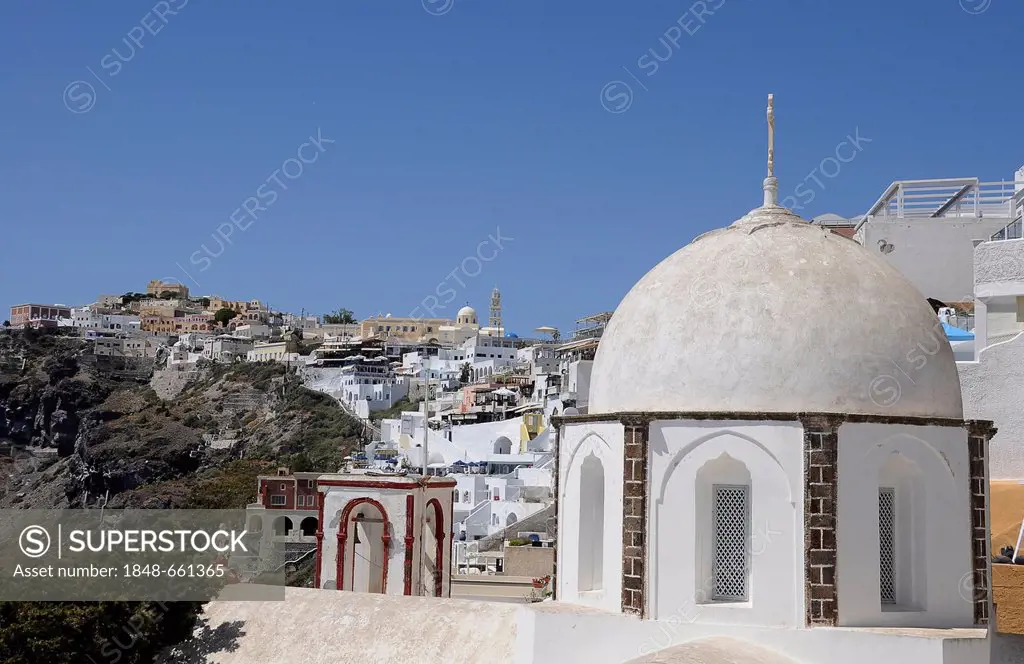 Church with a white dome, Oia, Santorini, Greece, Europe, PublicGround