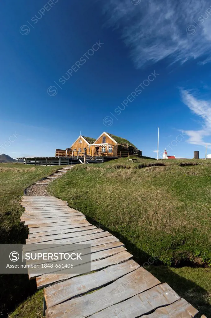 Café, restaurant, office of the campground, Moeðrudalur farm, Iceland's highest situated farm, Highlands of Iceland, Iceland, Europe