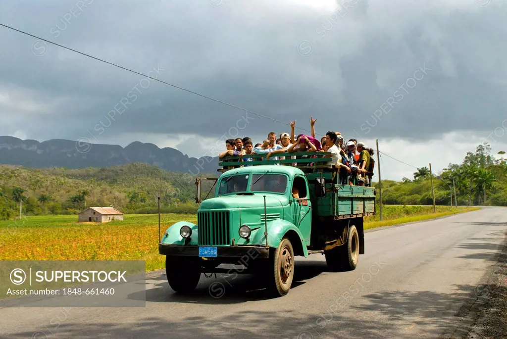 Truck as public transportation, Vinales, Cuba, Caribbean