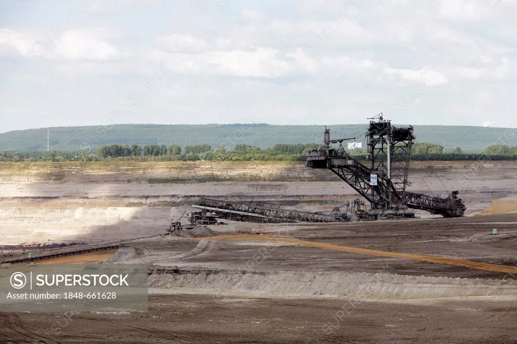 Warning signs, Inden open-cast lignite mine of RWE Power AG, community of Inden, Dueren district, North Rhine-Westphalia, Germany, Europe