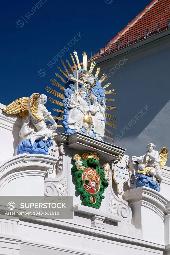 Cathedral chapter, ornaments on the main entrance, archives, library and treasury of the episcopalian ordinariate, Bautzen, Budysin, Upper Lusatia, Lu...