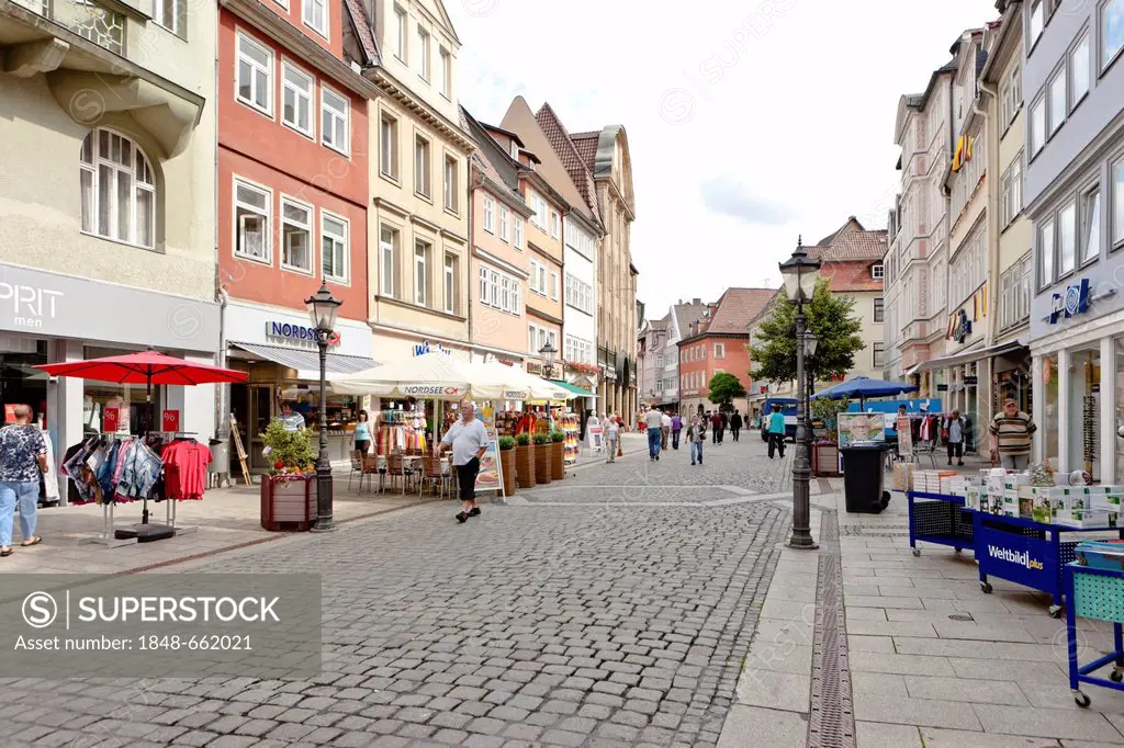 Shopping street, Spitalgasse street, Coburg, Upper Franconia, Bavaria, Germany, Europe
