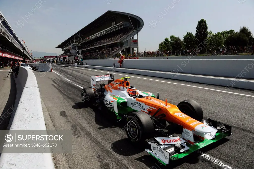 Nico Huelkenberg, GER, driving the Force India VJM05, 2012 Formula 1 season, Spanish Grand Prix at the Circuit de Catalunya race track in Montmelo, Sp...