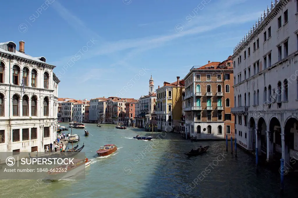Grand Canal, as seen from Rialto Bridge, Venice, Italy, Europe