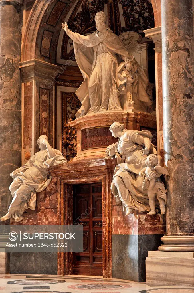 Monument to Pope Benedict XIV, St. Peter's Basilica, Vatican City, Rome, Lazio region, Italy, Europe