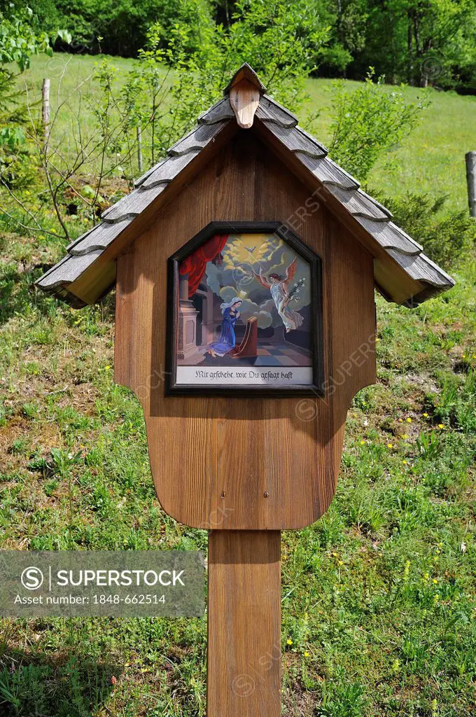Image of the first Station of the Cross, Let it be done as you said, Ramsau, Upper Bavaria, Bavaria, Germany, Europe
