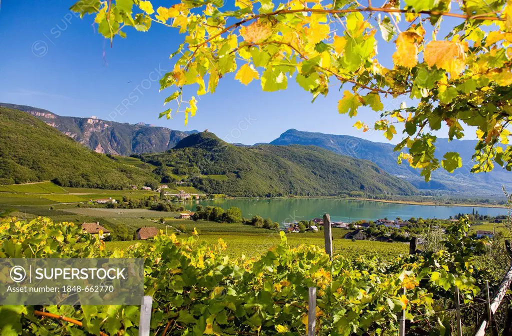 Landscape on Lake Kaltern, province of Bolzano-Bozen, Italy, Europe