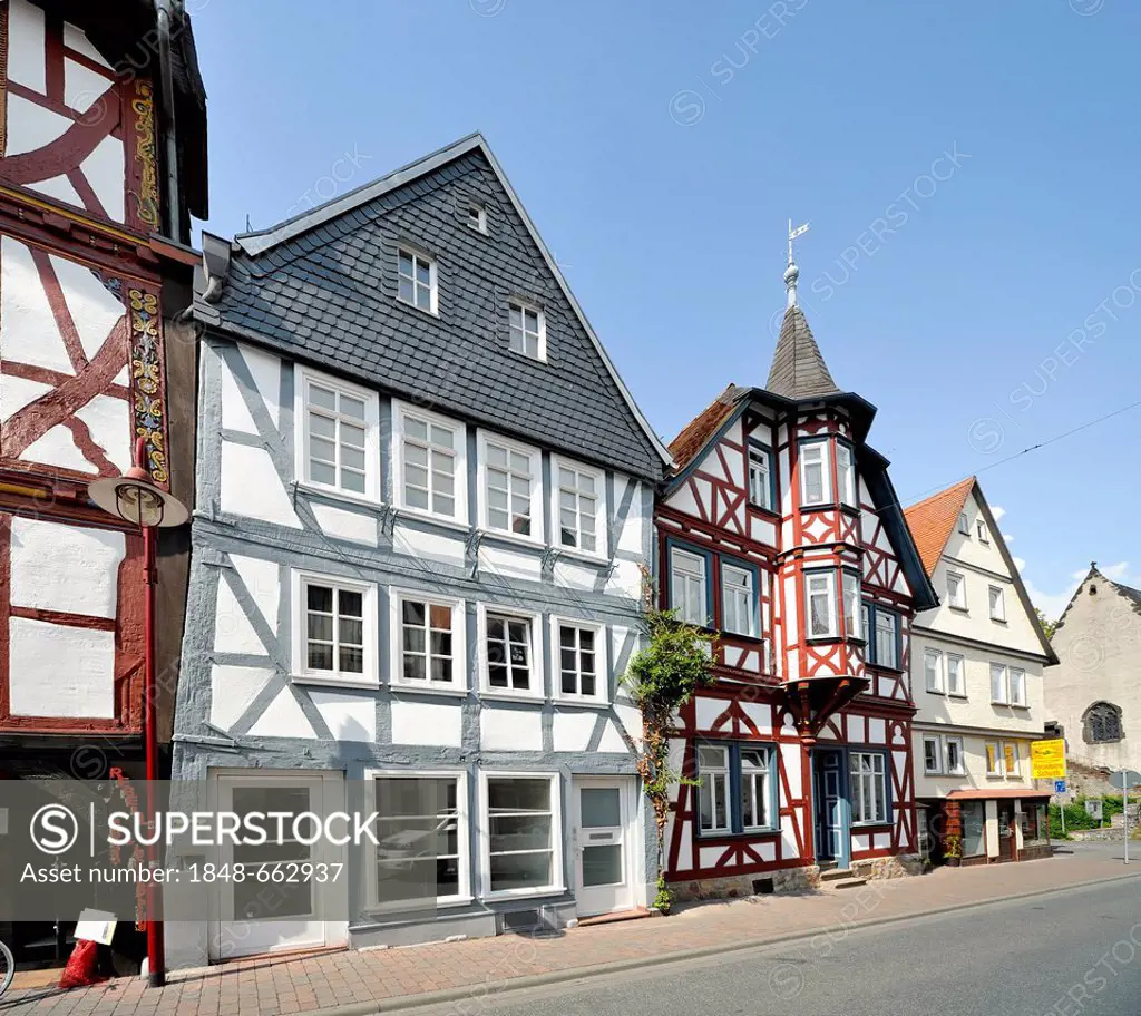 Half-timbered houses, Butzbach, Hesse, Germany, Europe