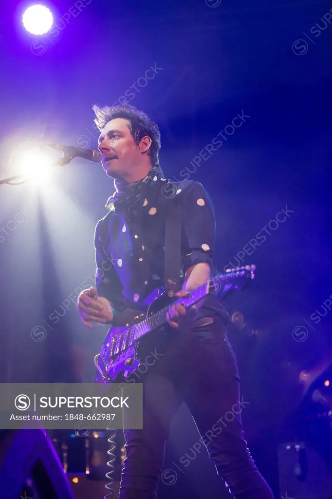 Guitarist and singer Jamie Hince of the Anglo-American rock band The Kills performing live at Luzernersaal of the KKL during the Blue Balls Festival, ...