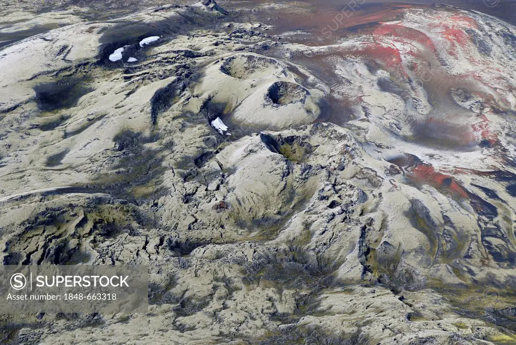 Aerial view, Laki craters, Laki or Lakagígar vulcanic fissure, Iceland, Europe