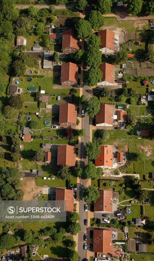Aerial view, housing estate, mining houses, Herten, Ruhrgebiet region, North Rhine-Westphalia, Germany, Europe