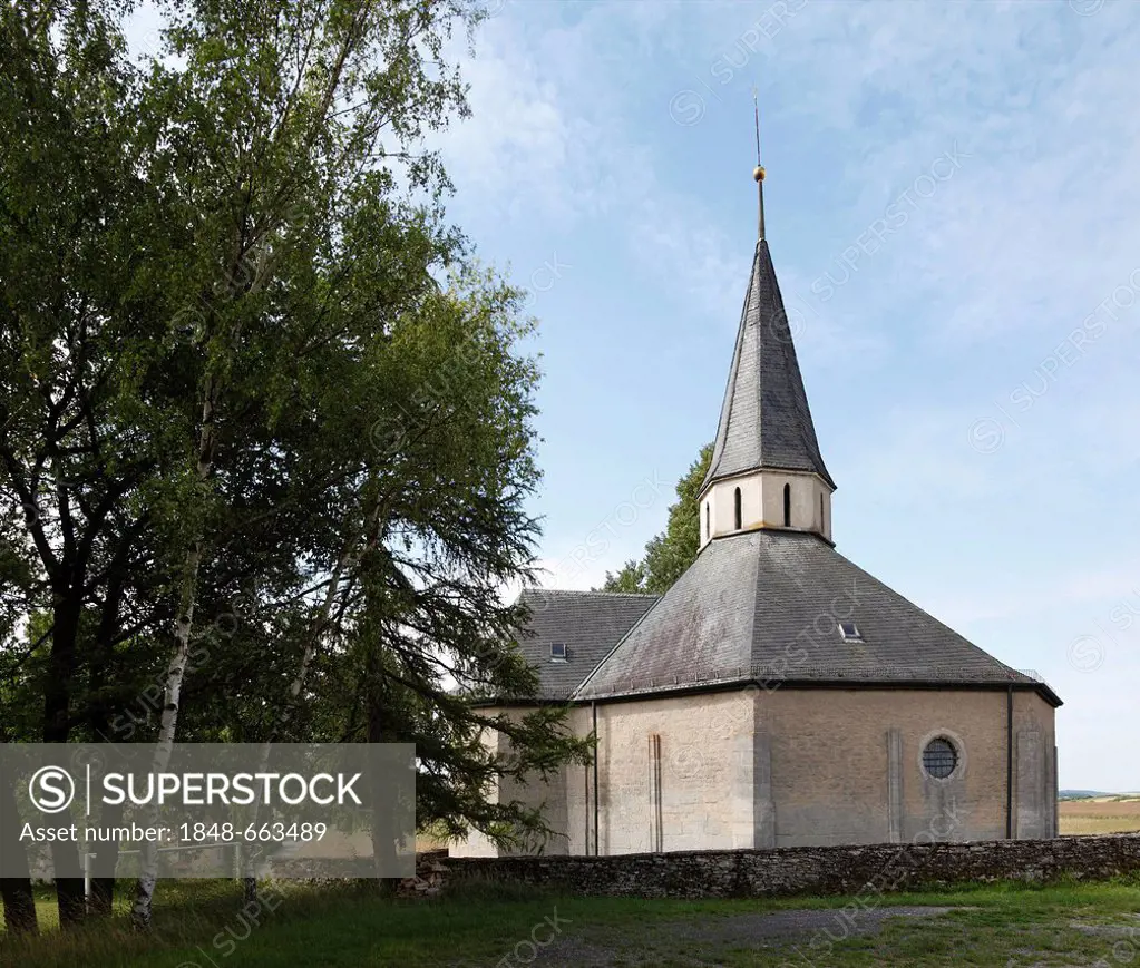 St. Sigismund Chapel, formerly St. Nicholas and St. Martin's Church, built around 1200, Romanesque eight-sided building, Oberwittighausen, Wittighause...