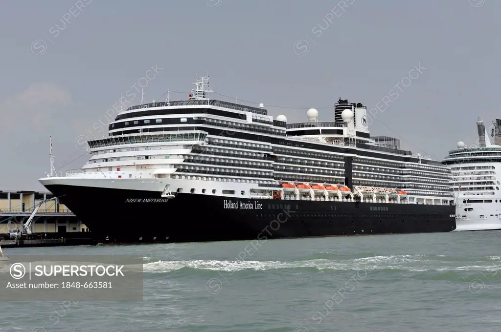 Nieuw Amsterdam, cruise liner built in 2010, Holland America Line, 307 metres, 2106 passengers, port of Venice, Veneto, Italy, Europe