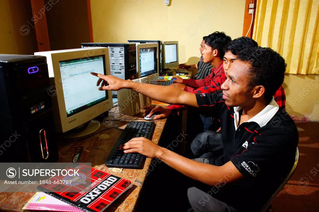 Teenagers being trained on the PC, Sukabumi, Bandung, Java, Indonesia, Southeast Asia