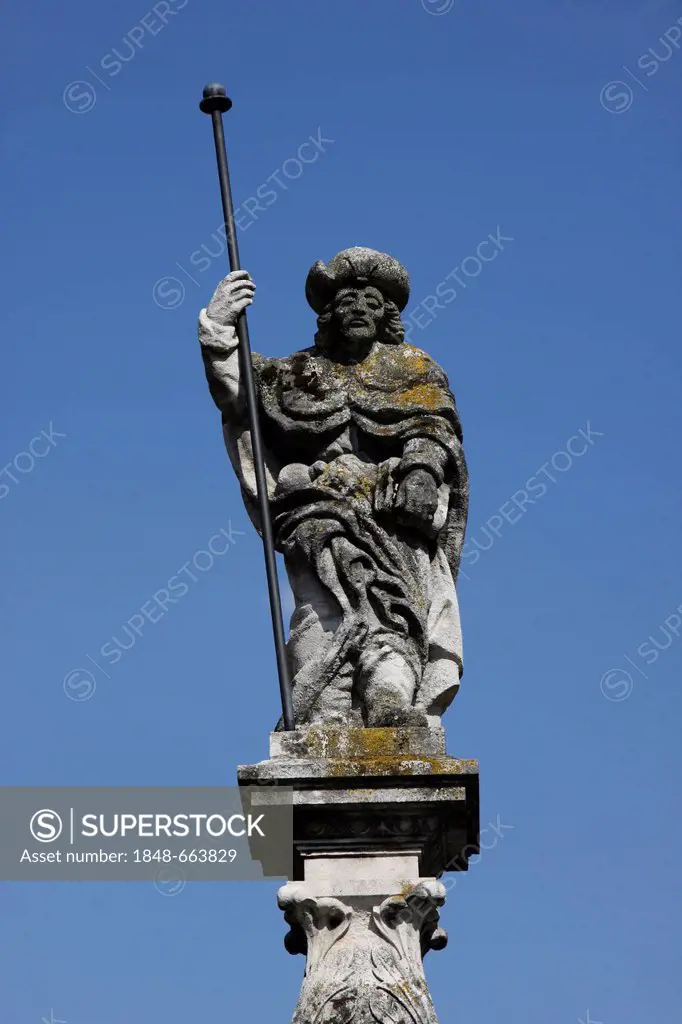 Statue, fountain column, Straubing, Bavaria, Germany, Europe