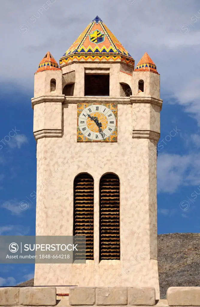 Chimes Bell Tower, Scotty's Castle, museum and visitor centre, Death Valley National Park, Mojave Desert, California, USA