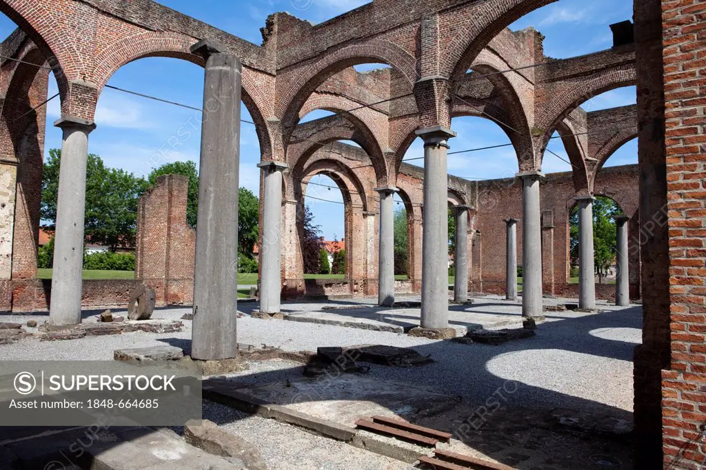 Ruins of the former machine hall, Grand Hornu, Hornu, Hainaut province, Wallonia or Walloon Region, Belgium, Europe