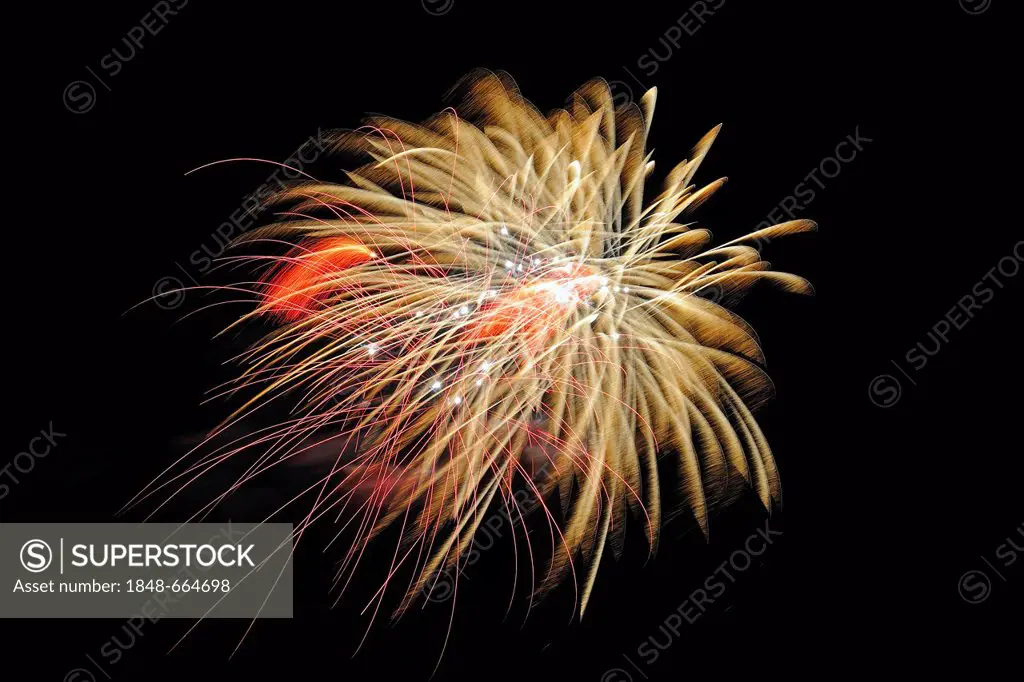 Fireworks display, aerial fireworks, Brandenburg, Germany, Europe