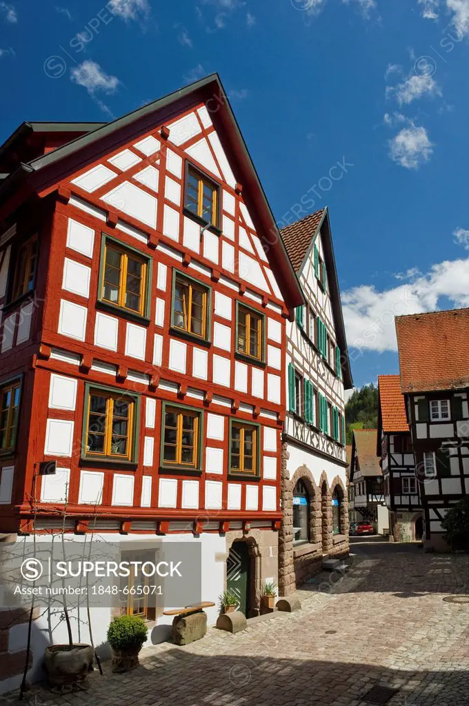 Half-timbered houses in Schiltach, Kinzigtal Valley, Black Forest, Baden-Wuerttemberg, Germany, Europe