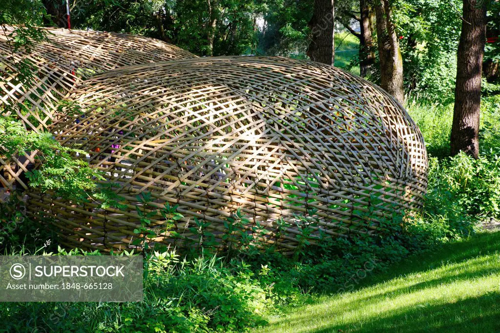 Bamboo domes, Mangfallpark, Rosenheim, Upper Bavaria, Bavaria, Germany, Europe