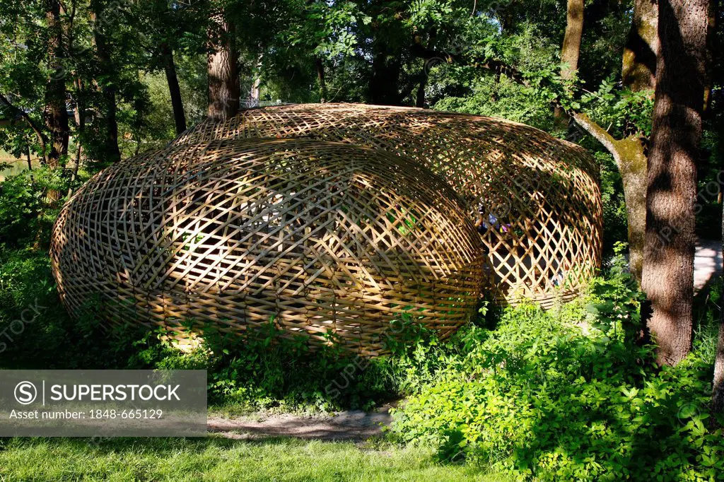 Bamboo domes, Mangfallpark, Rosenheim, Upper Bavaria, Bavaria, Germany, Europe