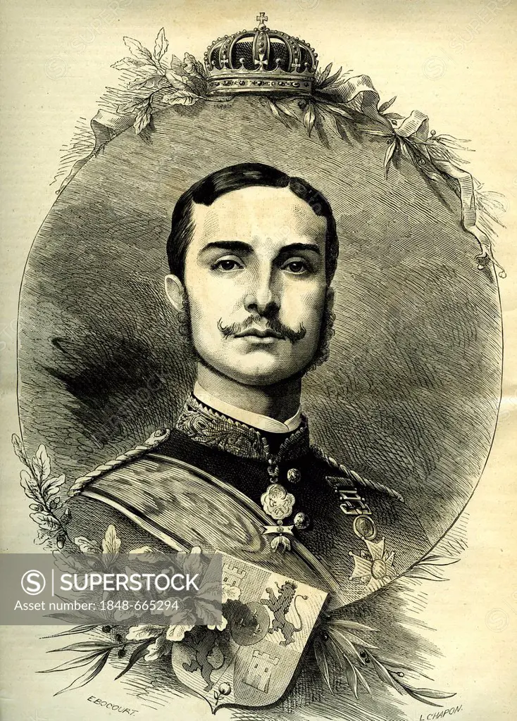 Alfonso XII, King of Spain, 1857 - 1885, historical portrait, 1889