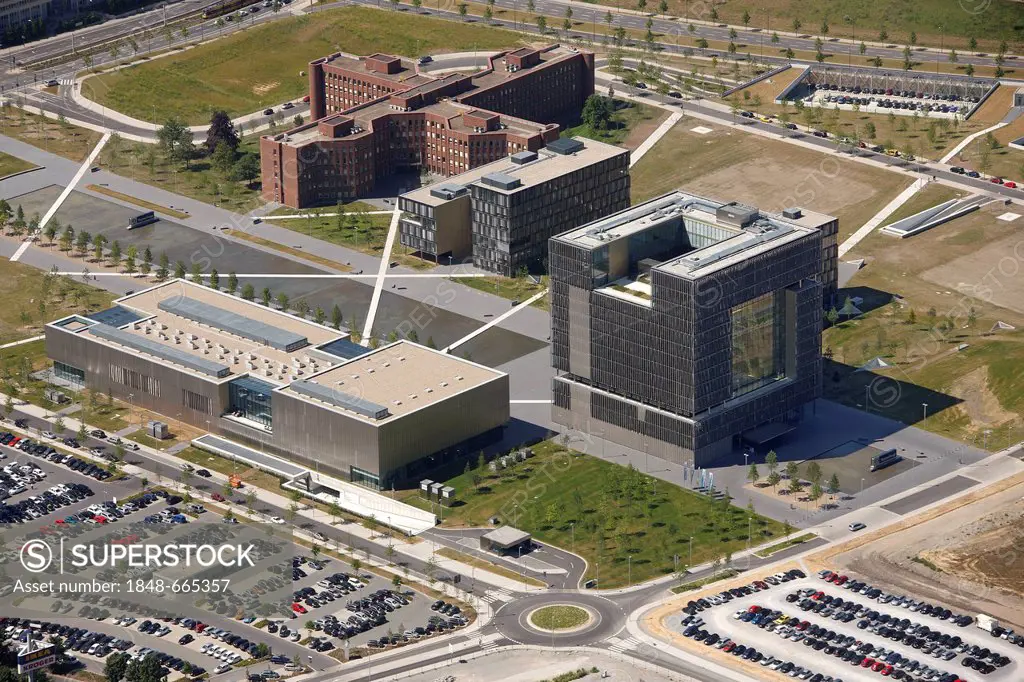 Aerial view, ThyssenKrupp headquarters, Essen, Ruhr area, North Rhine-Westphalia, Germany, Europe