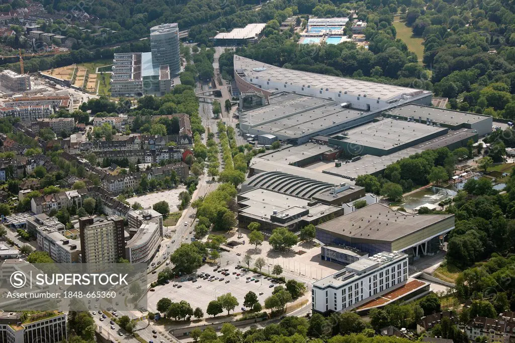 Aerial view, Gruga Trade Fair, Essen, Ruhr area, North Rhine-Westphalia, Germany, Europe