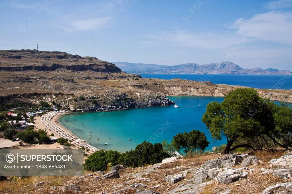 Lindos Bay, Lindos, Rhodes, Greece, Europe