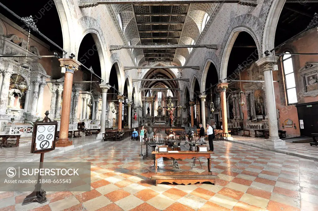 Interior view, Chiesa di Santo Stefano church, founded in 1294, Venice, Veneto region, Italy, Europe