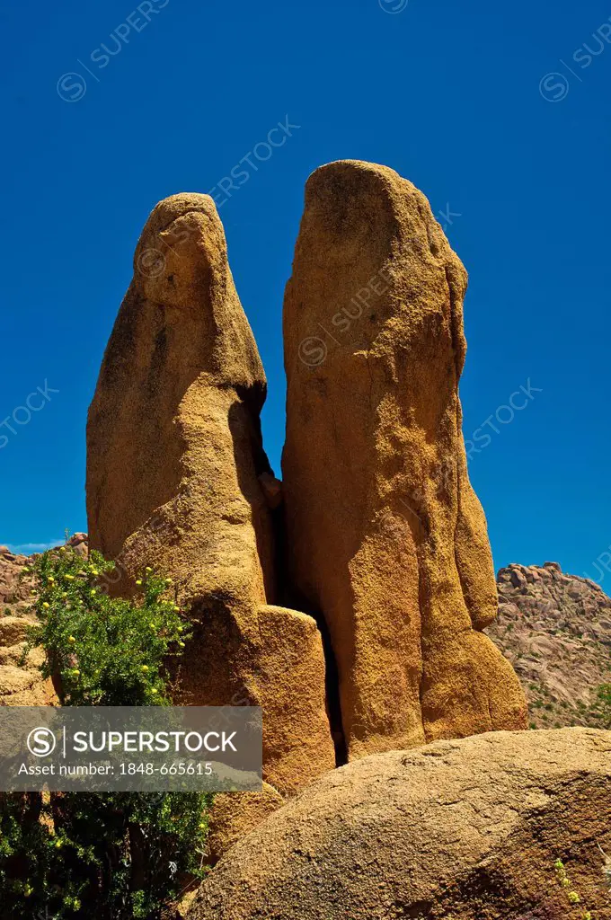 Impressive granite rocks in the Anti-Atlas or Lesser Atlas range, Southern Morocco, Morocco, Africa