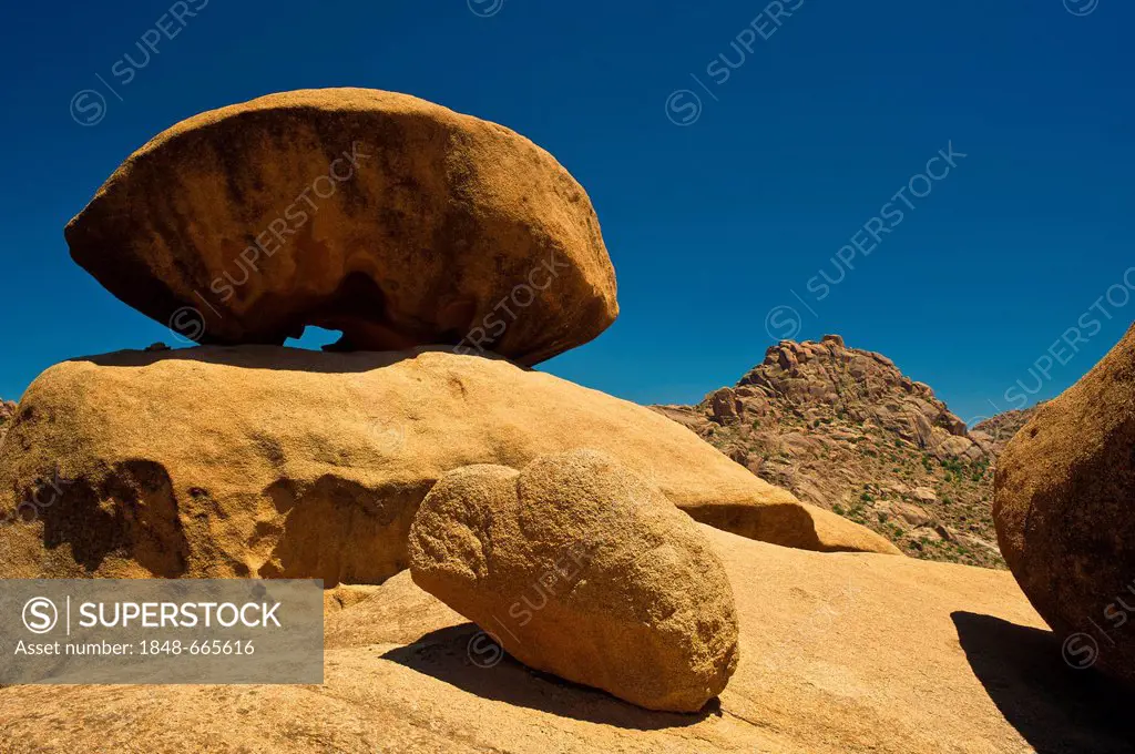 Impressive granite boulders on a rock slab in the Anti-Atlas or Lesser Atlas range, Southern Morocco, Morocco, Africa