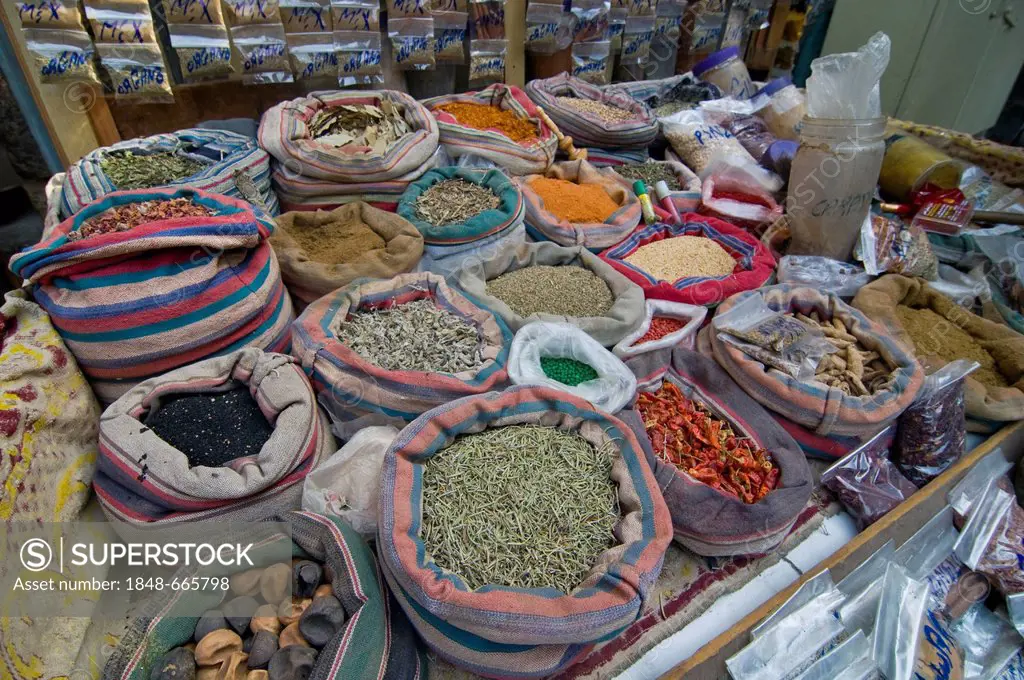 Spices at a market stall, Cairo, Egypt, Africa