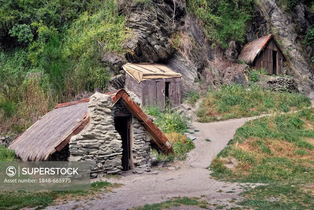 Gold mining cabins, historic Chinese settlement, Arrowtown, South Island, New Zealand
