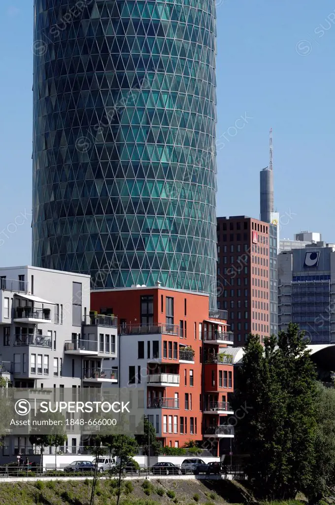 Westhafen Tower, Westhafen west harbour, Frankfurt am Main, Hesse, Germany, Europe
