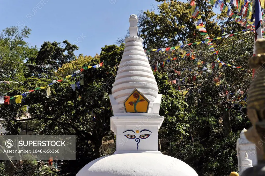 Buddhist stupa of Swayambhunath, Kathmandu Valley, UNESCO World Heritage site, Kathmandu, Nepal, Asia
