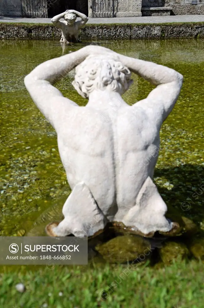 Fountain sculpture at Hellbrunn Palace, Salzburg, Austria, Europe
