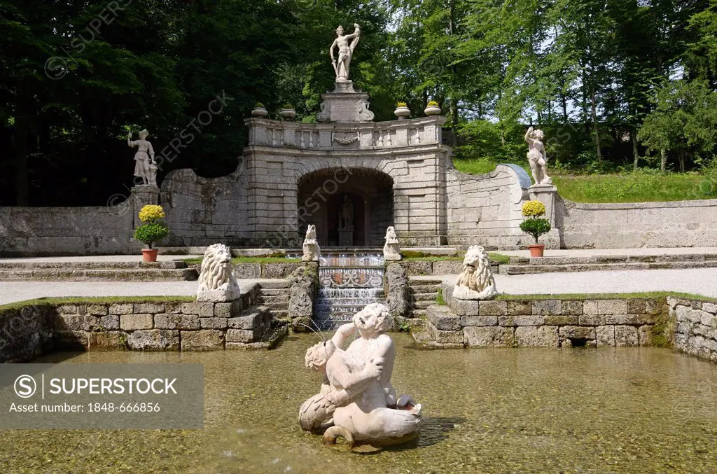 Fountain at Hellbrunn Palace, Salzburg, Austria, Europe