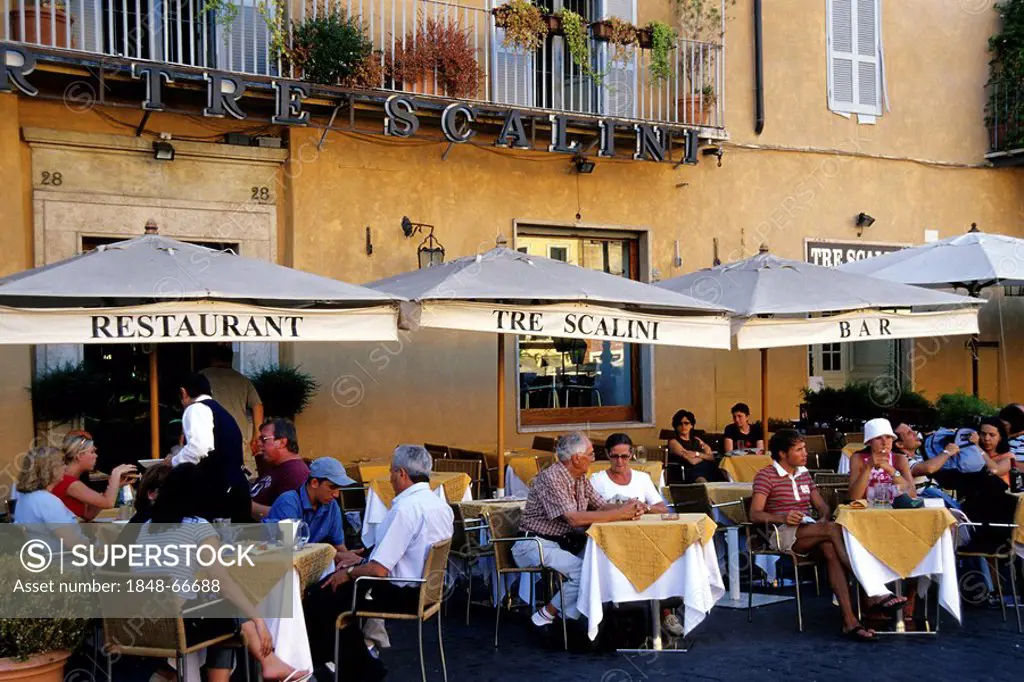 Bar, café, restaurant terrace on Piazza Navona Square in the city centre, Rome, Italy, Europe