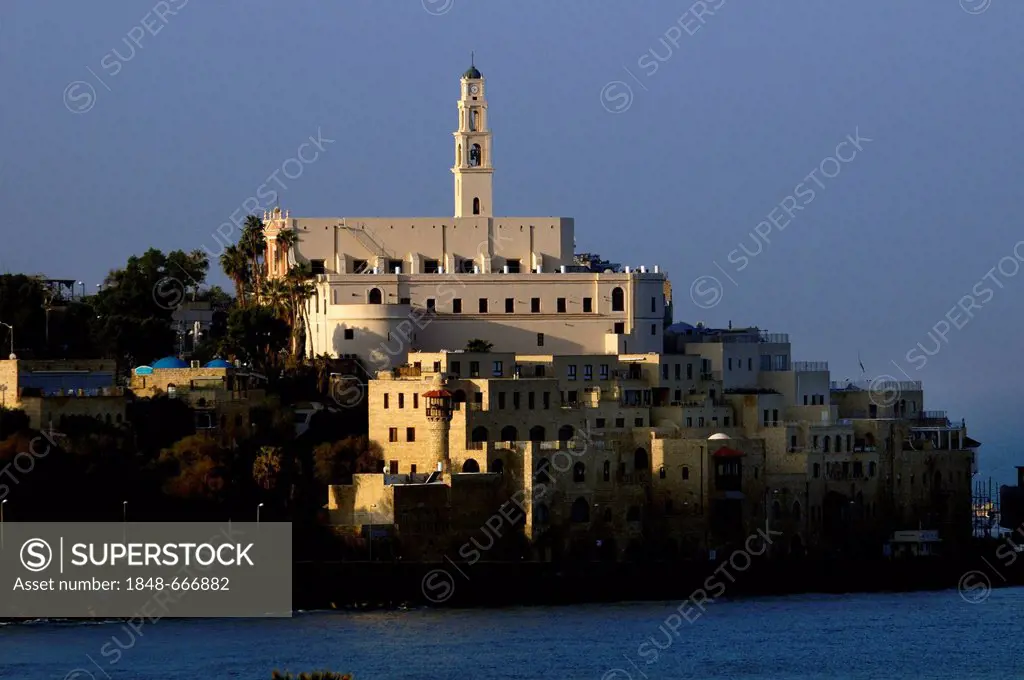 St. Peter's Church in the early morning light, dawn, Jaffa, Tel Aviv, Israel, Middle East