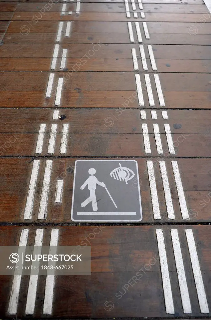 Floor marking for visually impaired and blind people, concourse of Gare de l'Est railway station, Paris, France, Europe