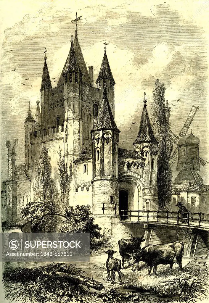 Amsterdamse Poort city gate, Haarlem, Holland, Netherlands, historical image, 1899