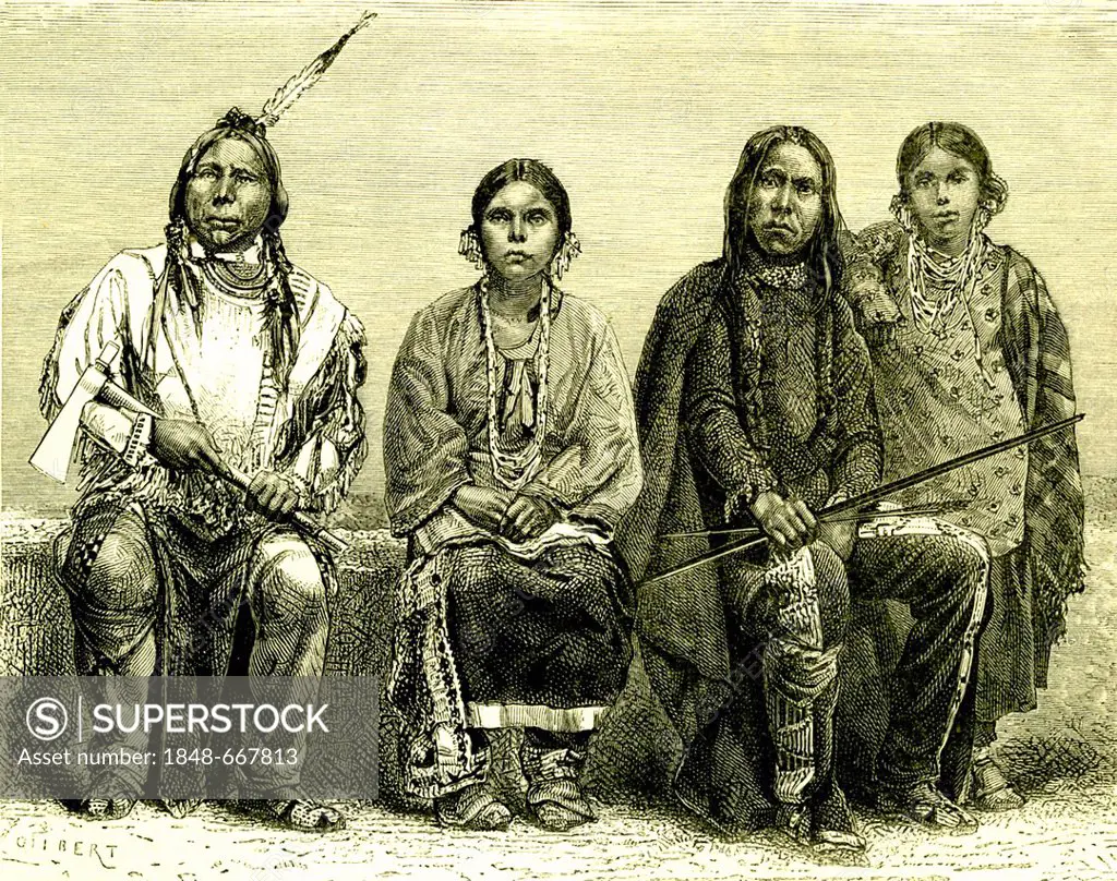 Sioux, Native Americans-First Nations, USA, historical illustration, 1890