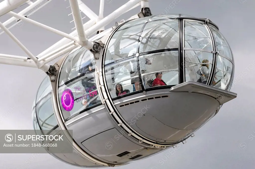 Cabin of the Millennium Wheel or London Eye ferris Wheel, London, England, United Kingdom, Europe