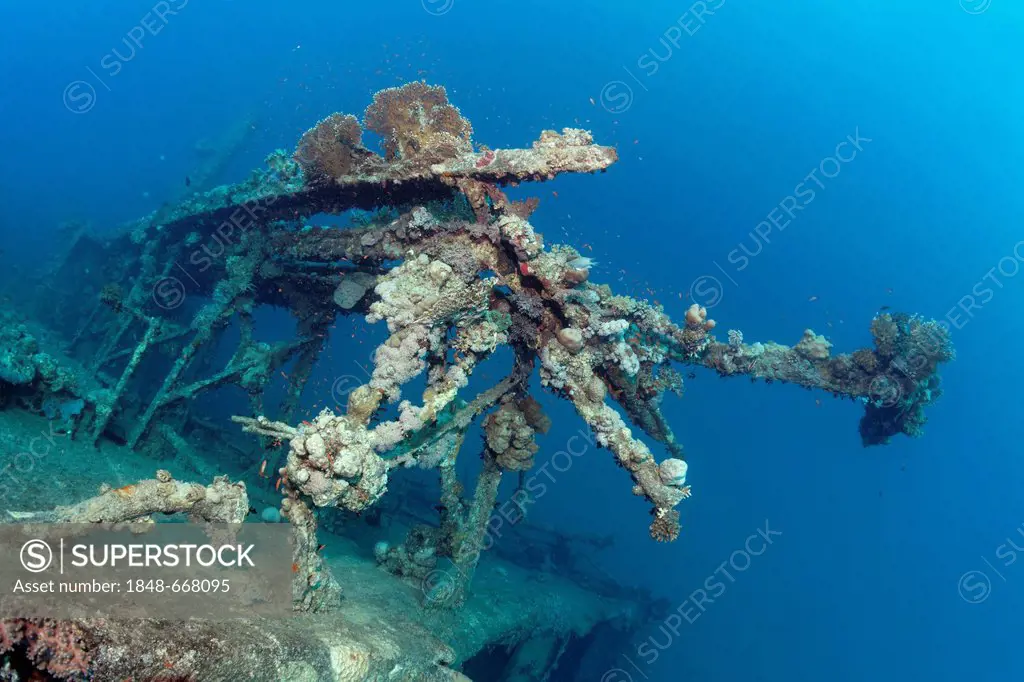 Superstructures, shipwreck, tanker, S.S. Turbo, build 1912, sank on 4/4/1942 during World War II, hit by Italian torpedo, Diver, Abu Dias, Ras Banas, ...