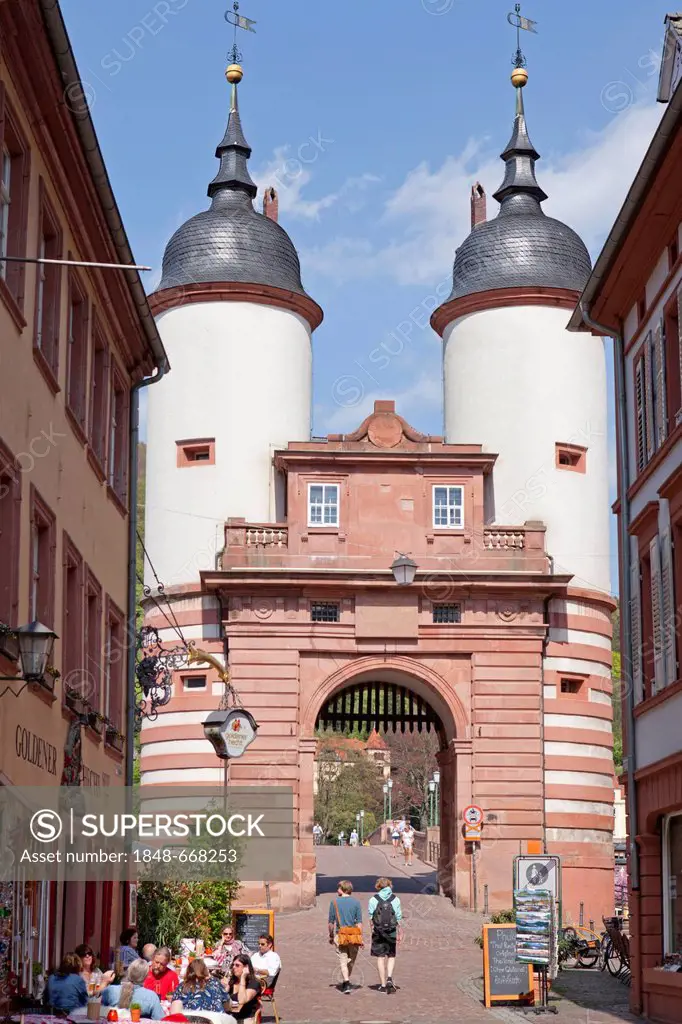 Brueckentor gate, Heidelberg, Baden-Wuerttemberg, Germany, Europe