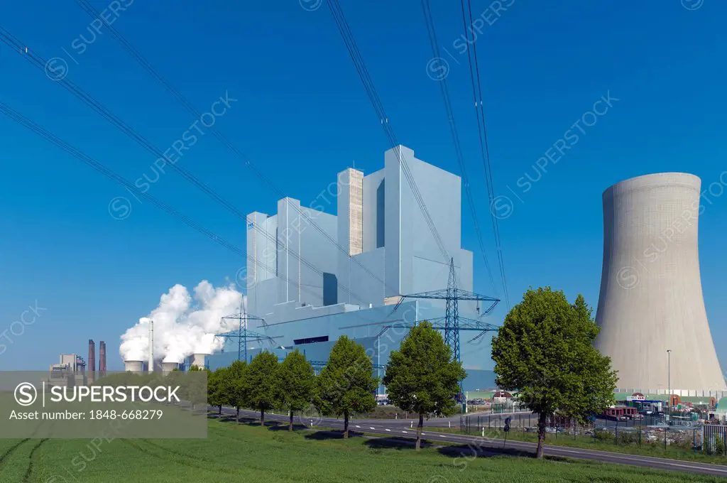 The new BOA-Kraftwerk Neurath II power plant near completion, Grevenbroich, North Rhine-Westphalia, Germany, Europe